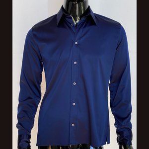 Massimo Nuhl Wardrobe Gorgeous Blue Sapphire Silky Shirt Size L Large